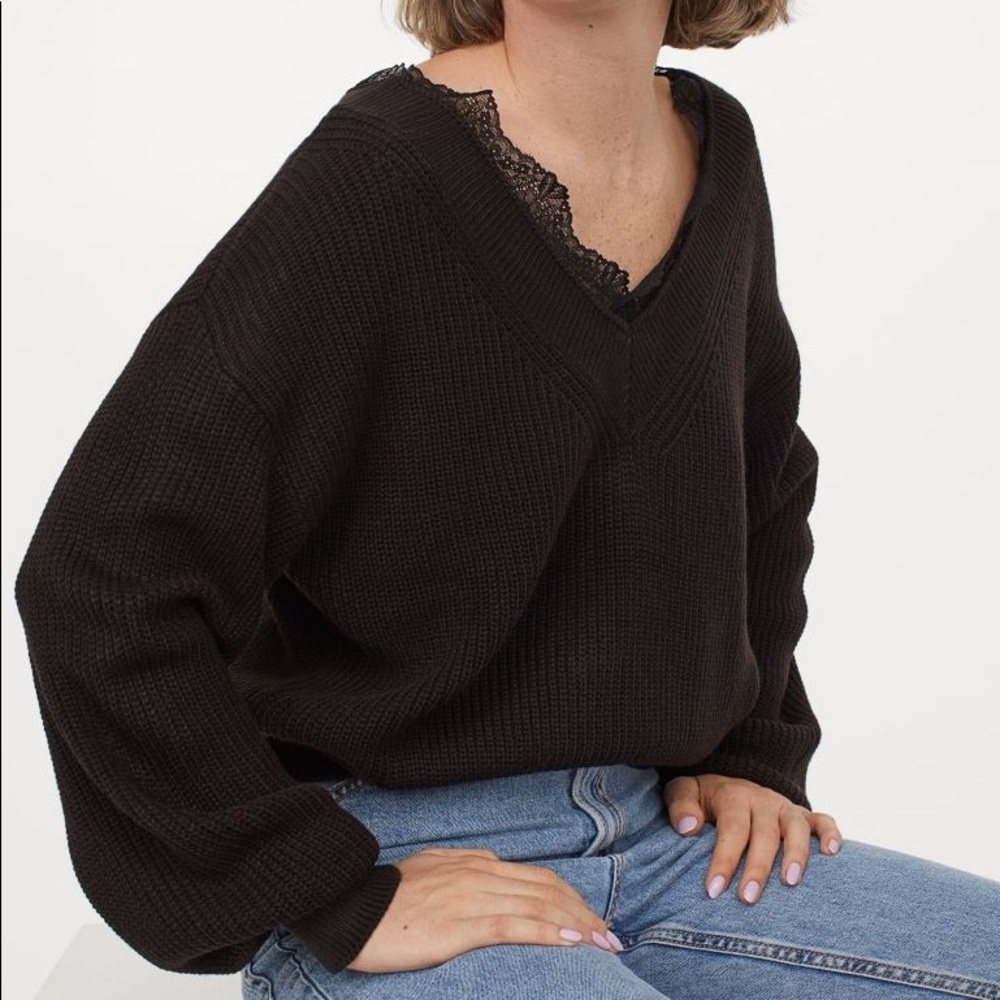 H&M | Lace-trimmed sweater